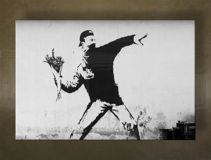 Obraz Banksy – Hádzač kvetov (Flower Thrower) – náhľad 2