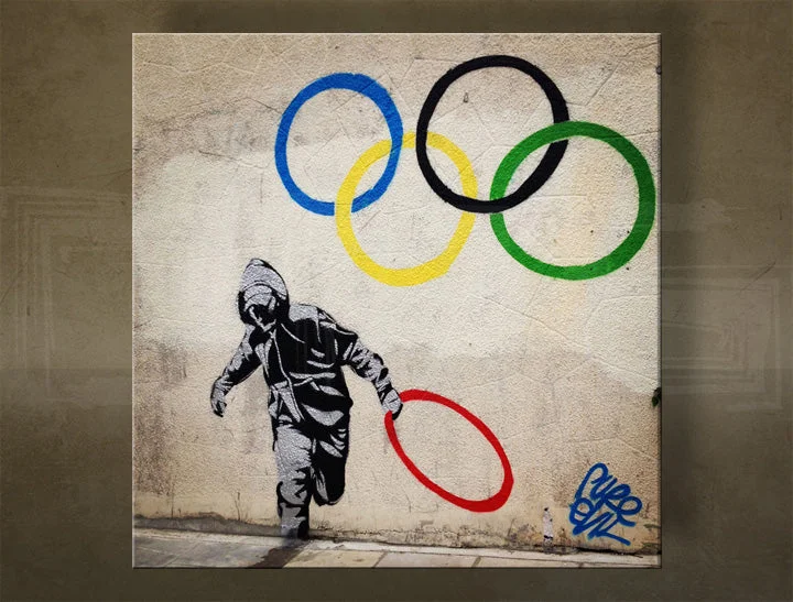 Obraz Banksy – Zlodej olympijských kruhov (Olympic Thief)